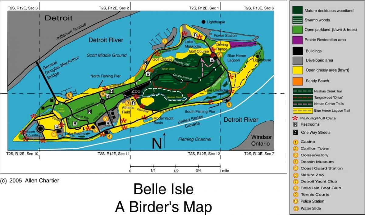 карта на Belle Isle Детроит