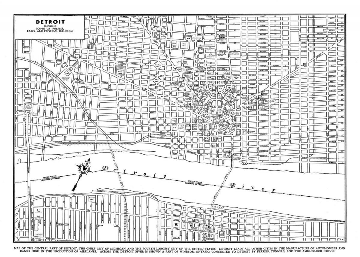 Детроит улица на Градот мапа