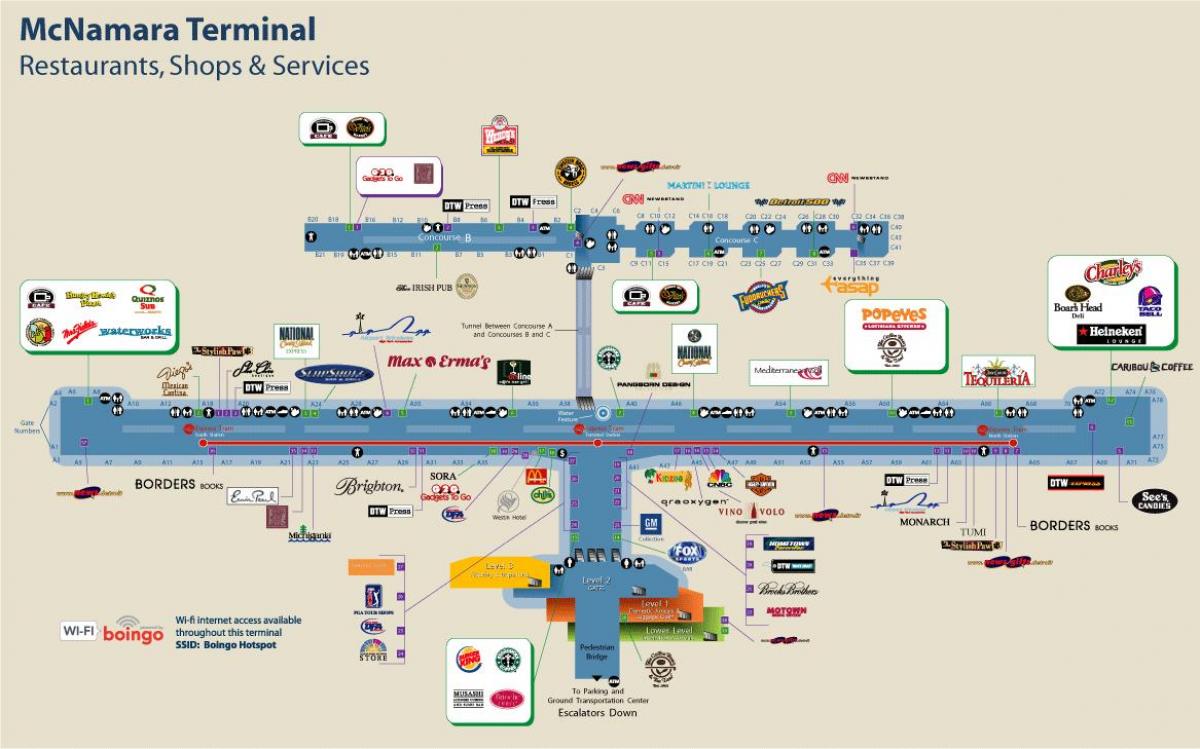 Детроит Аеродром ресторан мапа