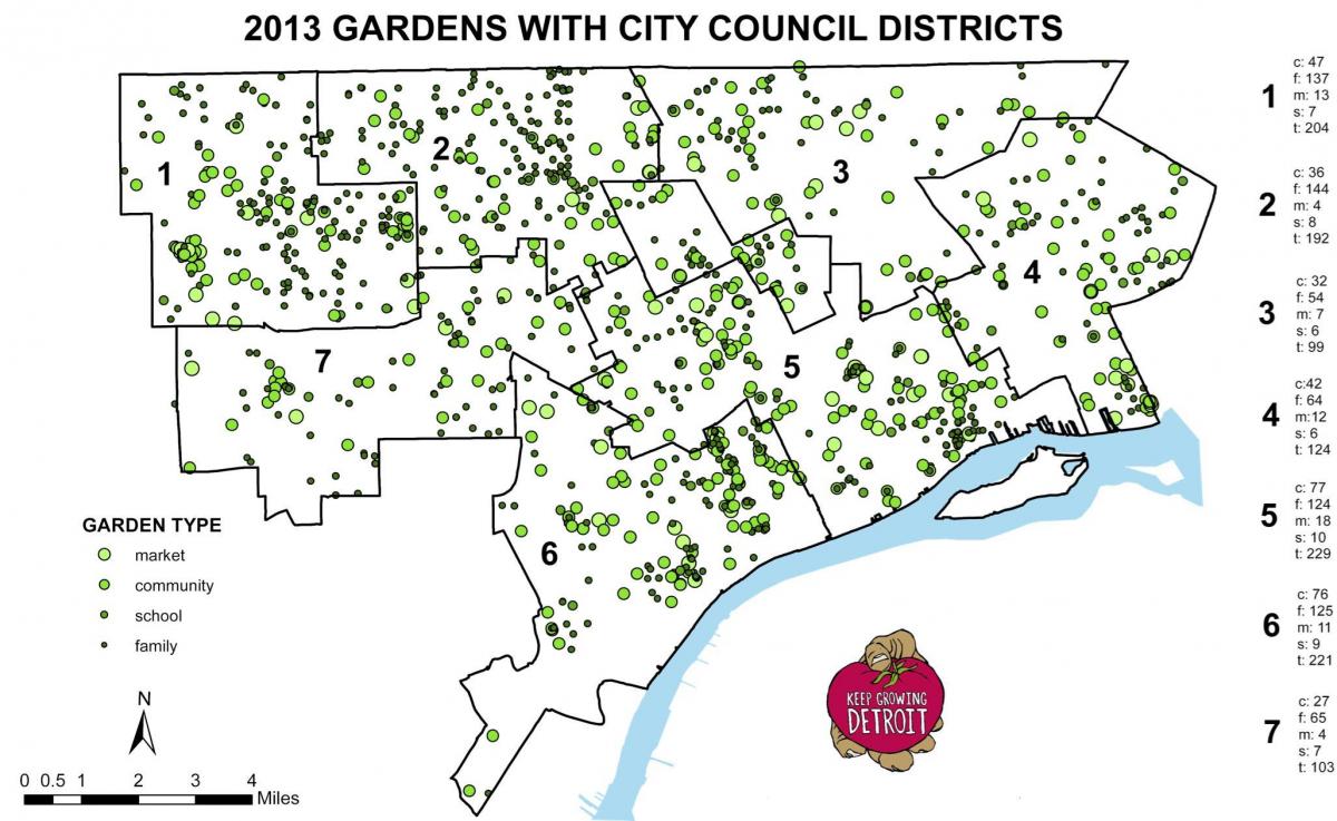 мапа од Детроит градина