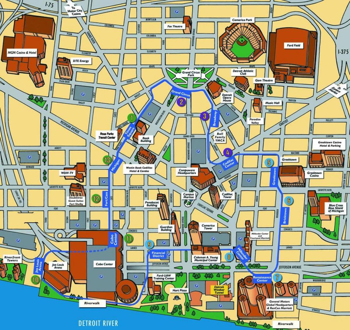 Детроит туристичка мапа