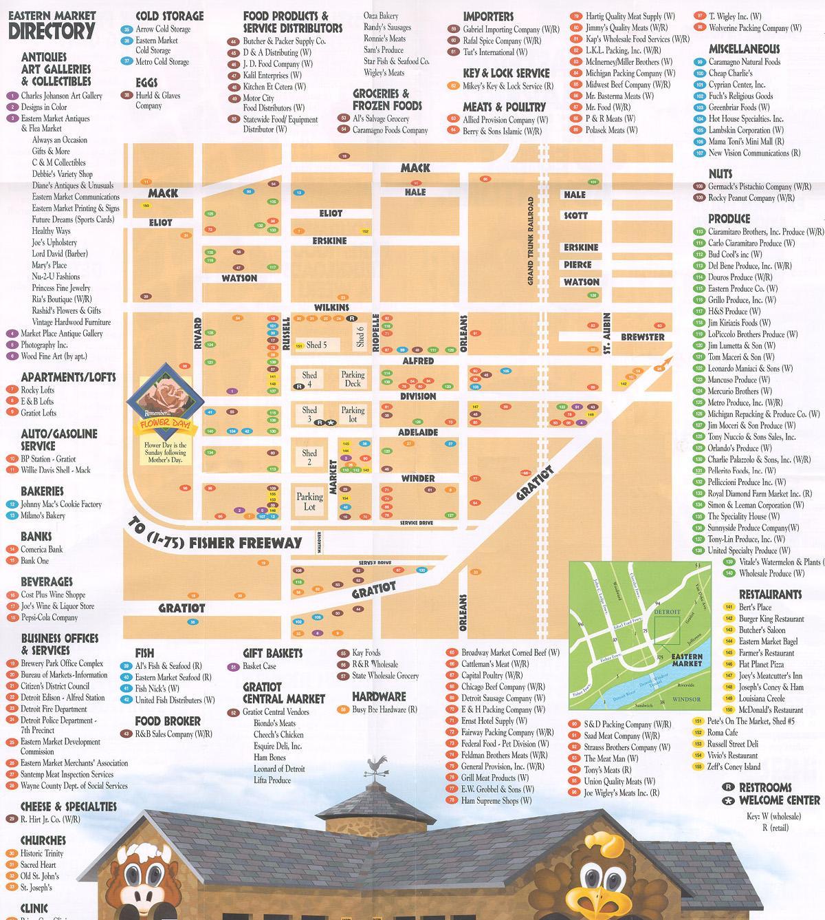 карта на источниот пазар Детроит