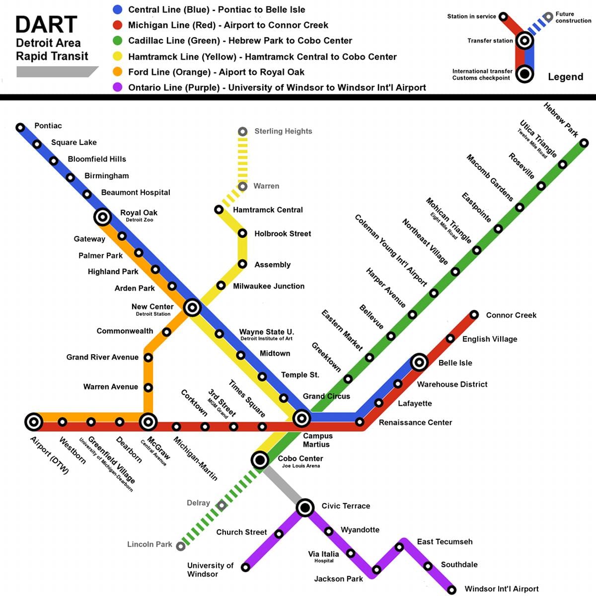 мапа од Детроит Метро