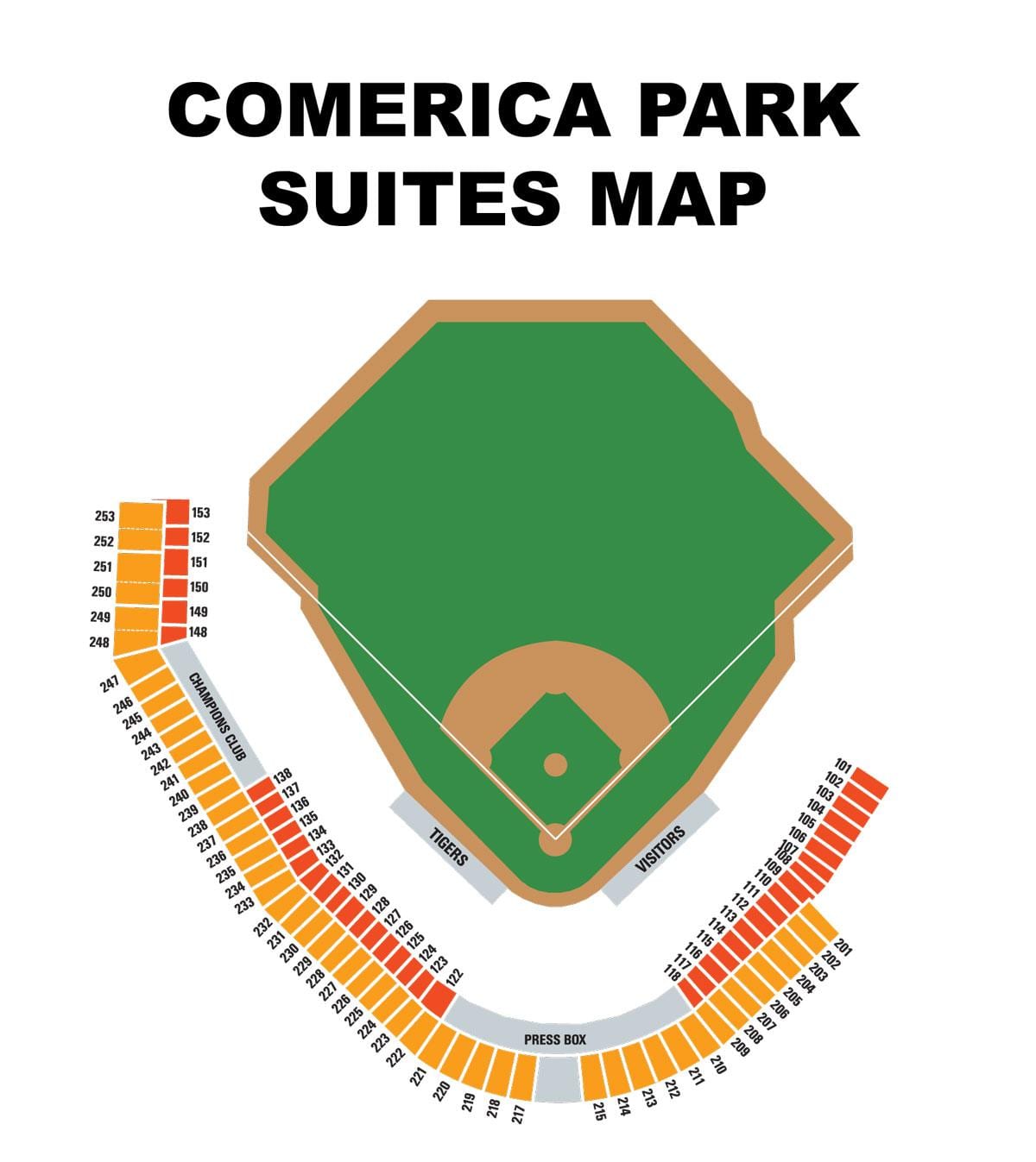 comerica парк мапата за седење