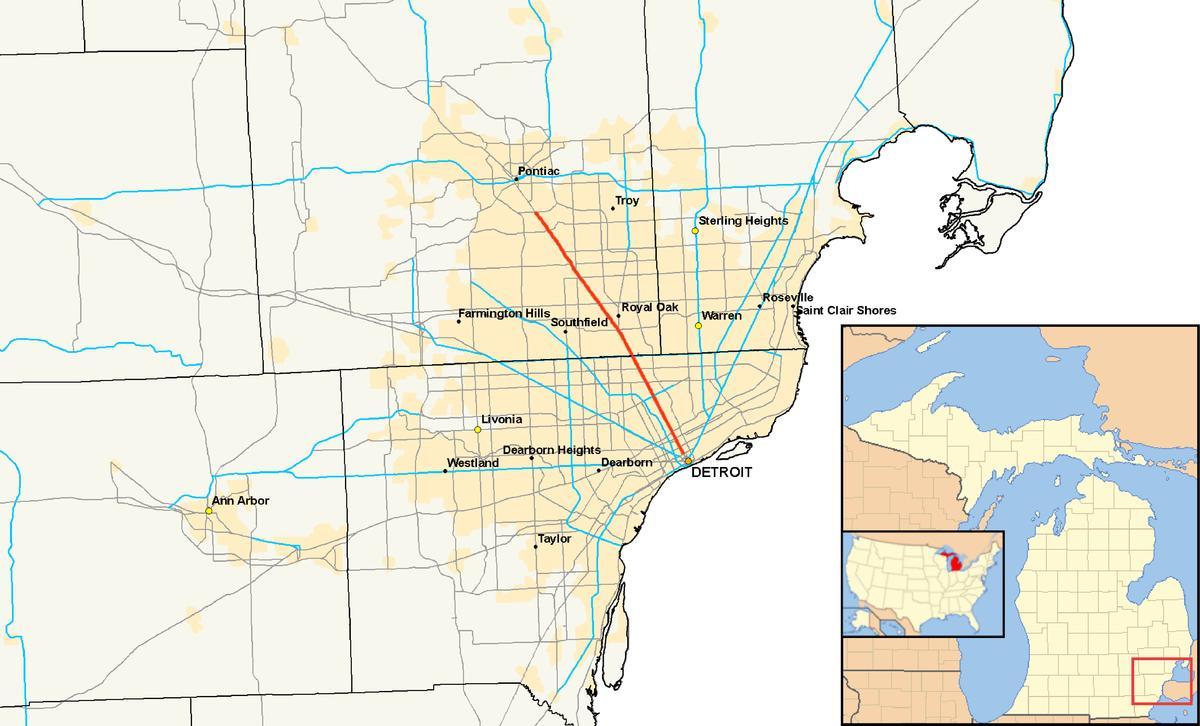 Детроит општини мапа