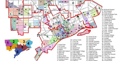 Област на Детроит мапа