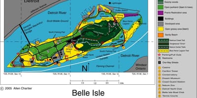 Карта на Belle Isle Детроит